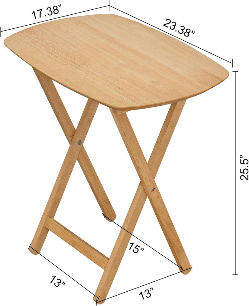 eHemco Oversized Hardwood Folding TV Tray Table for Dinner, Eating, 25.5 Inches, Natural - Image 3
